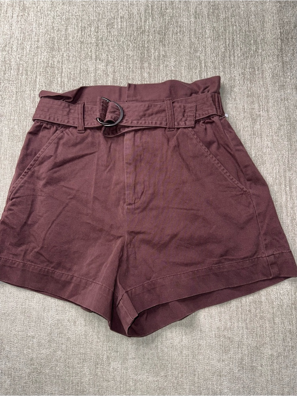 A New Day Women’s Size 4 Burgundy High Rise Belted Paperbag Shorts